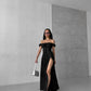 Black maxi dress with slit