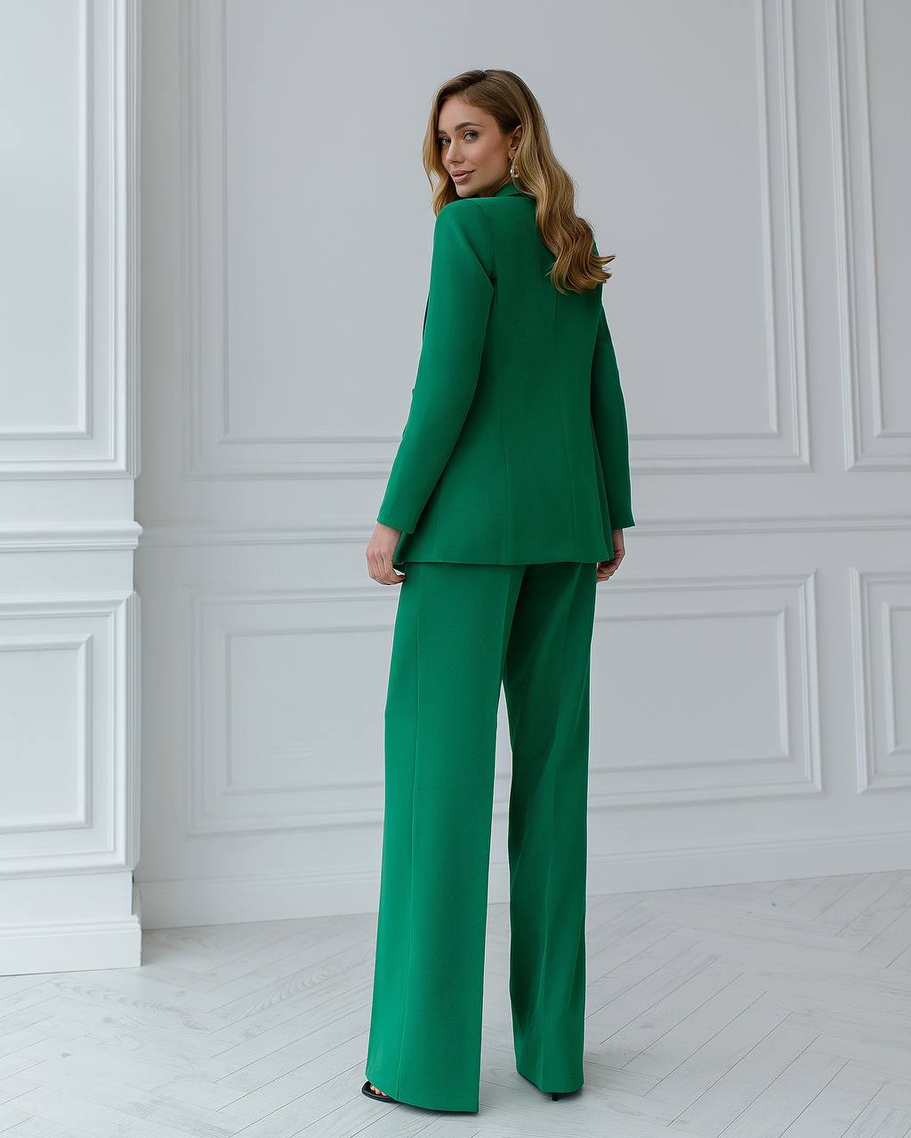 Green three-piece suit with a top