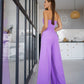 Purple corset jumpsuit with slits