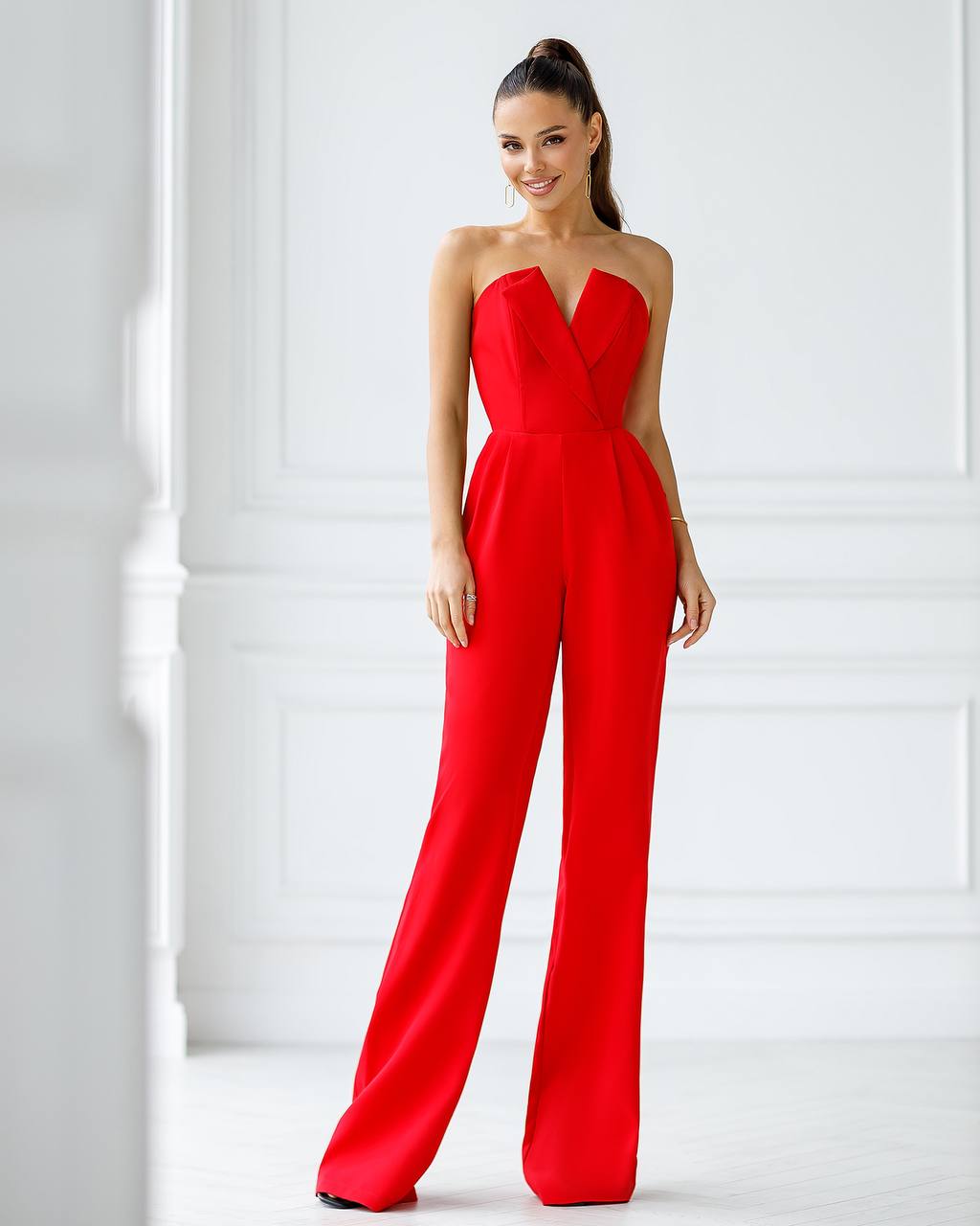 Red corset jumpsuit