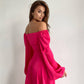 Raspberry satin maxi dress with slit