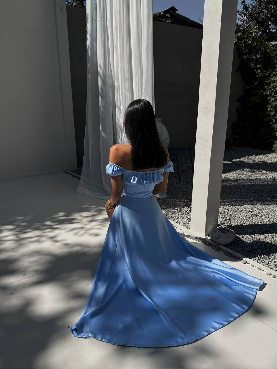 Blue maxi dress with slit