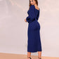 Dark blue dress with voluminous sleeves 