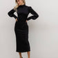 Black midi dress with bow and open back