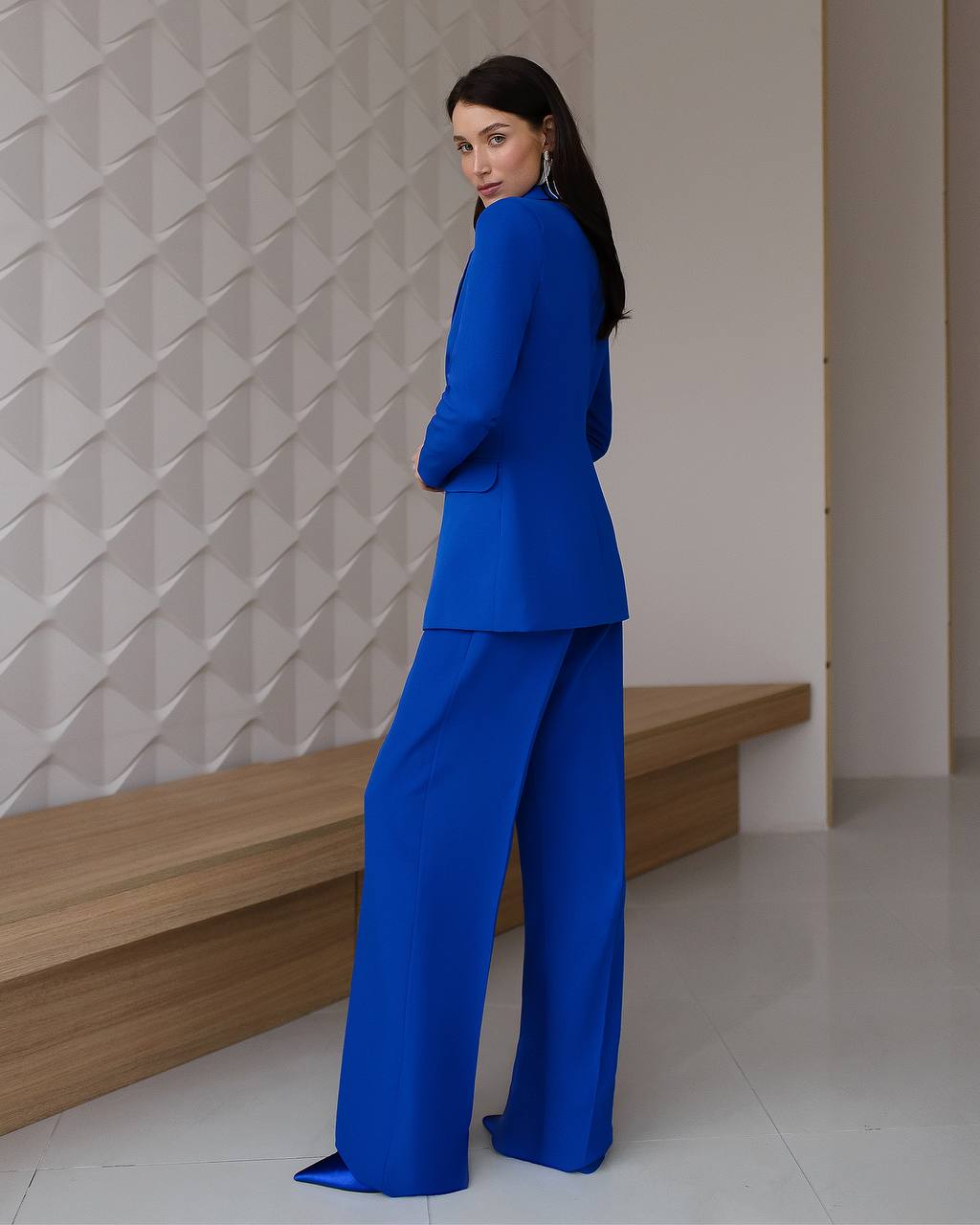 Blue suit with wide pants and belt included