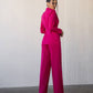 Crimson suit with wide trousers and belt included