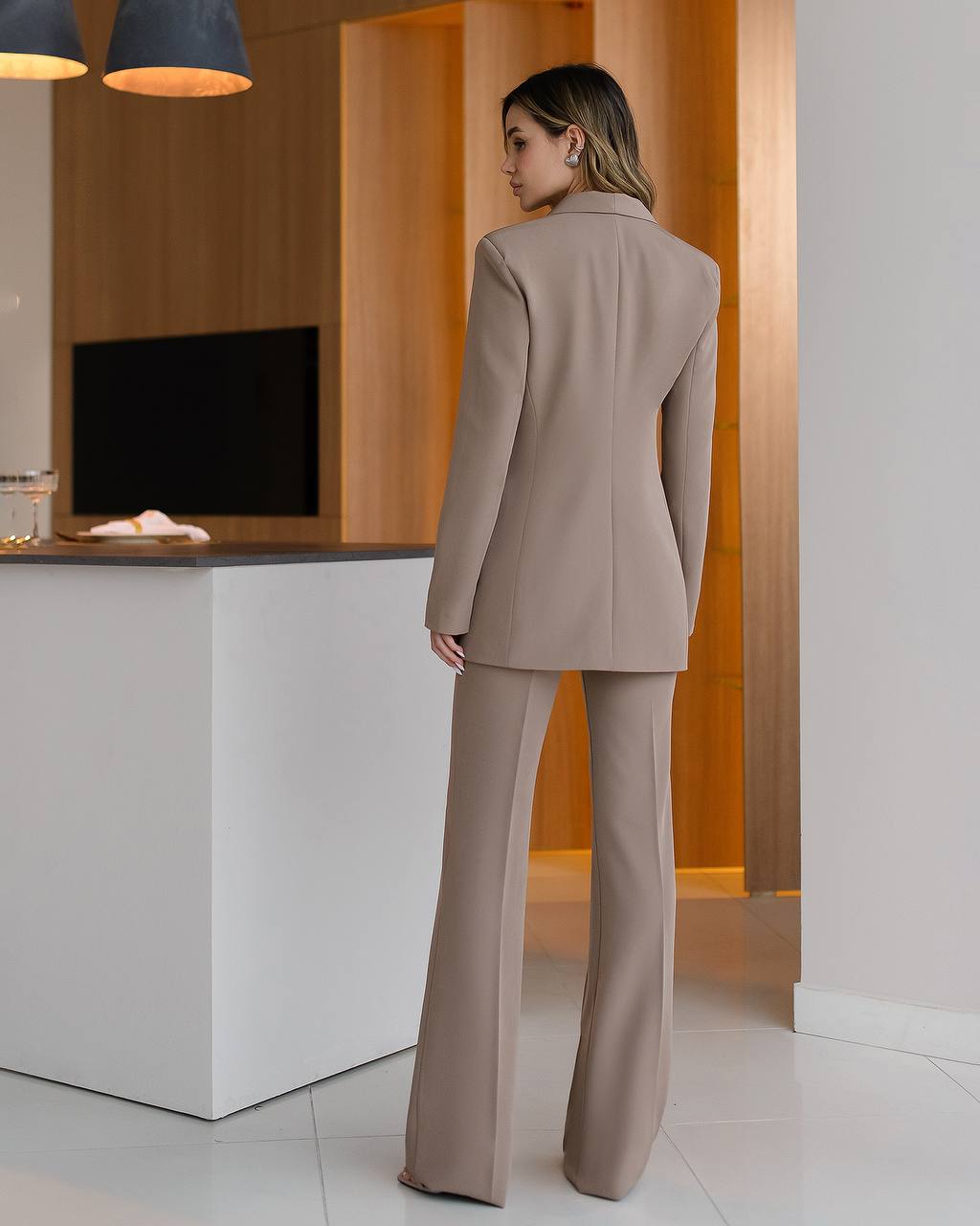 A classic suit with flared pants