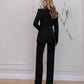 Black suit jacket and flared pants