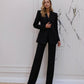 Black suit jacket and flared pants