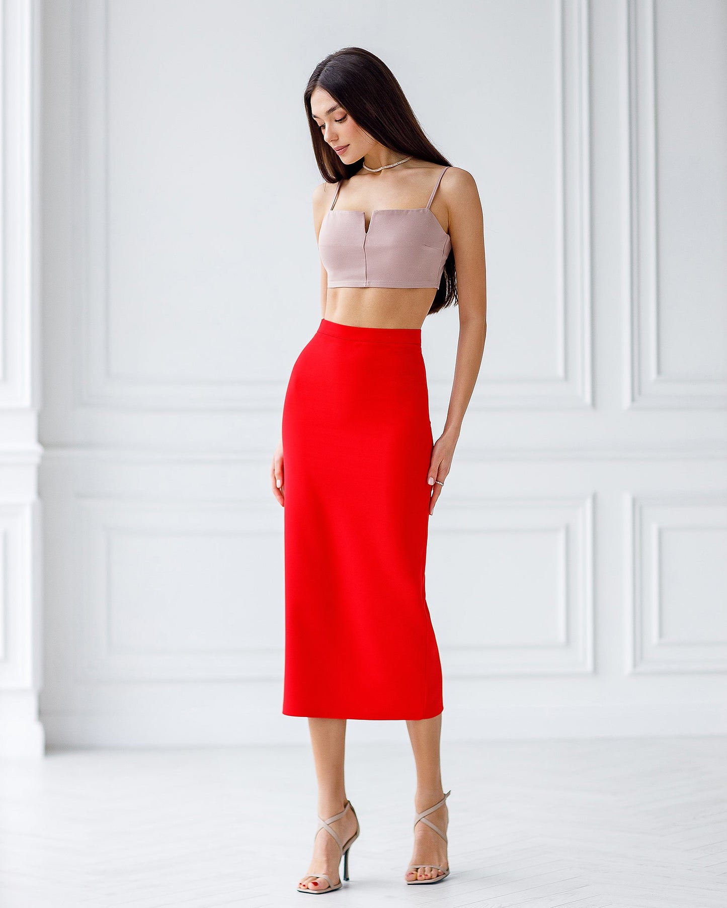 Red pencil skirt