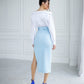 Blue skirt with a slit