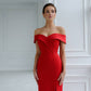 Red evening maxi dress with slit 