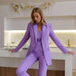 Purple three-piece suit with vest and straight pants