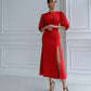 Red dress with short sleeves