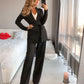 Black suit with wide pants and belt included