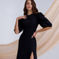 Black midi dress with slit