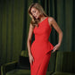 Red silhouette evening dress 