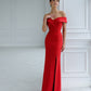 Red evening maxi dress with slit 