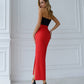 Red skirt with a slit