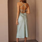 Pistachio dress-combination with an open back