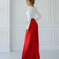 Red wide trousers with slits