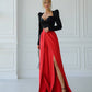 Red wide trousers with slits