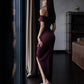 Burgundy maxi evening dress