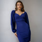 Blue mini dress with voluminous sleeves 