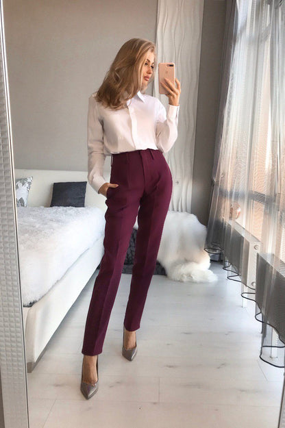 Burgundy tapered pants