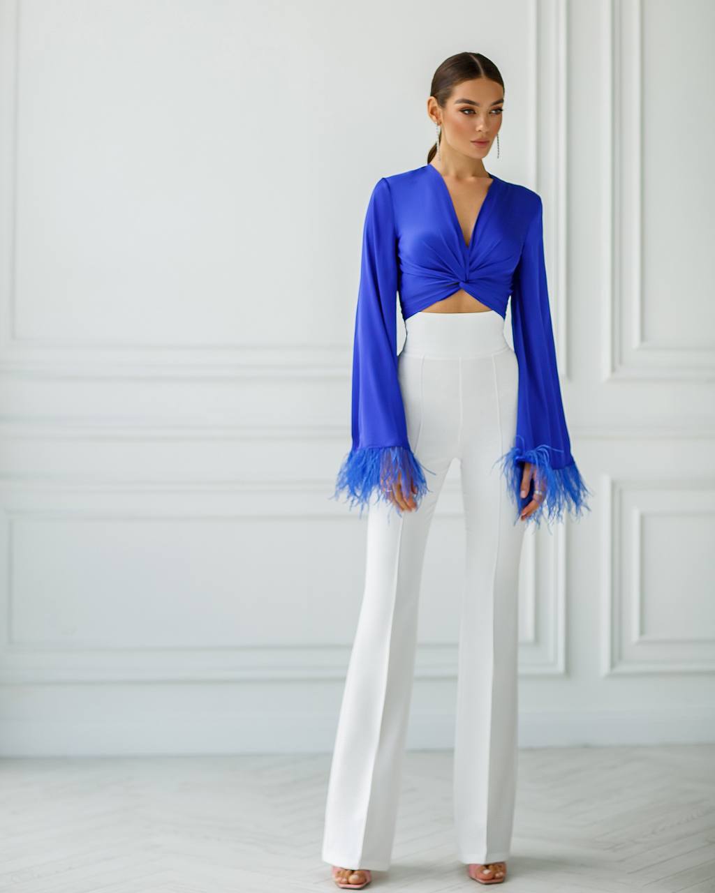 Milk flared pants with a super high fit