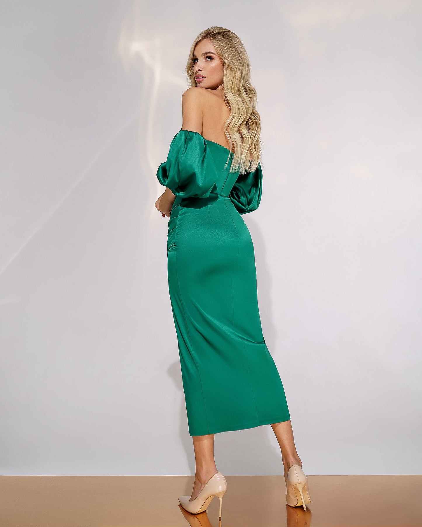 Emerald corset silhouette dress